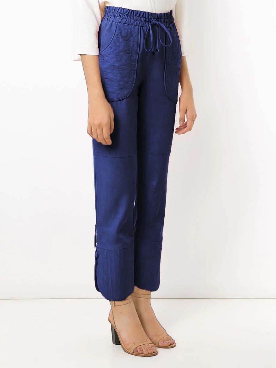 Drawstring cotton and linen pants