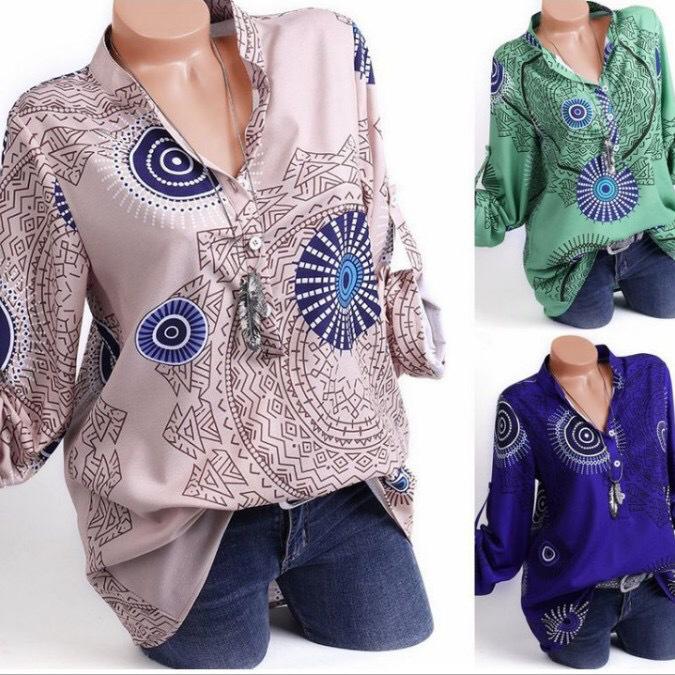Digital printing V-neck large size shirt