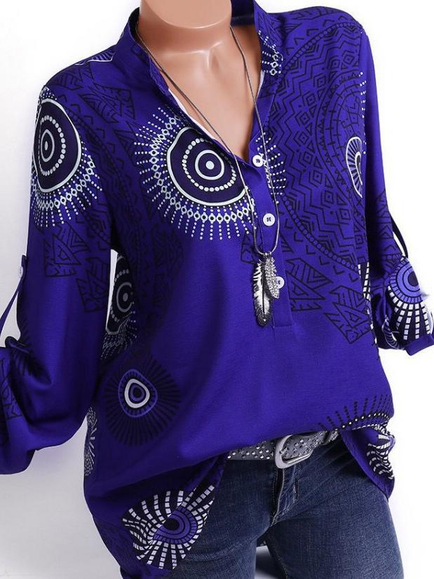 Digital printing V-neck large size shirt