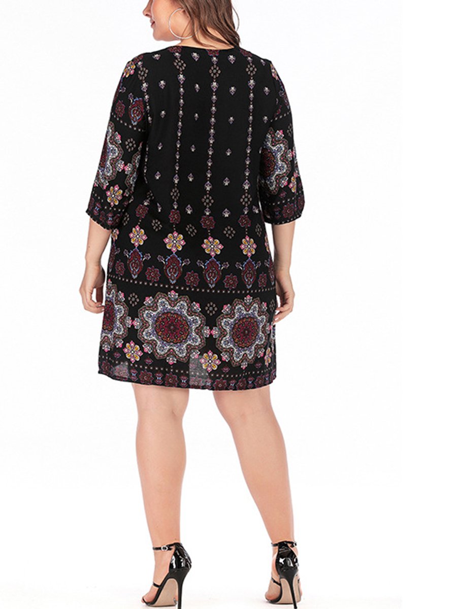 Printed dress lead large size women's clothing