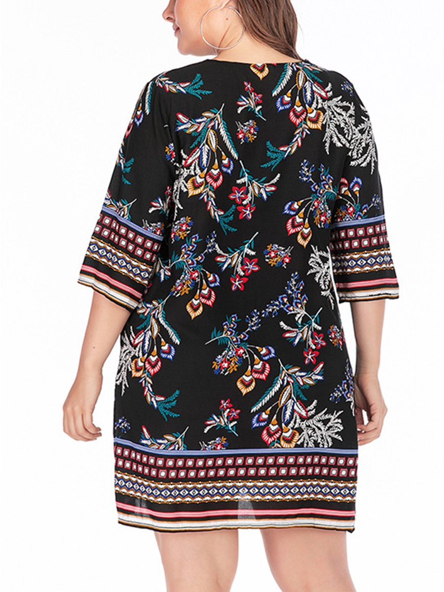 Printed dress lead large size women's clothing
