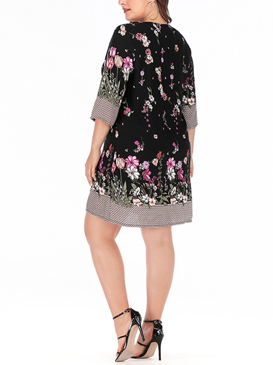 Printed dress lead large size women's clothing