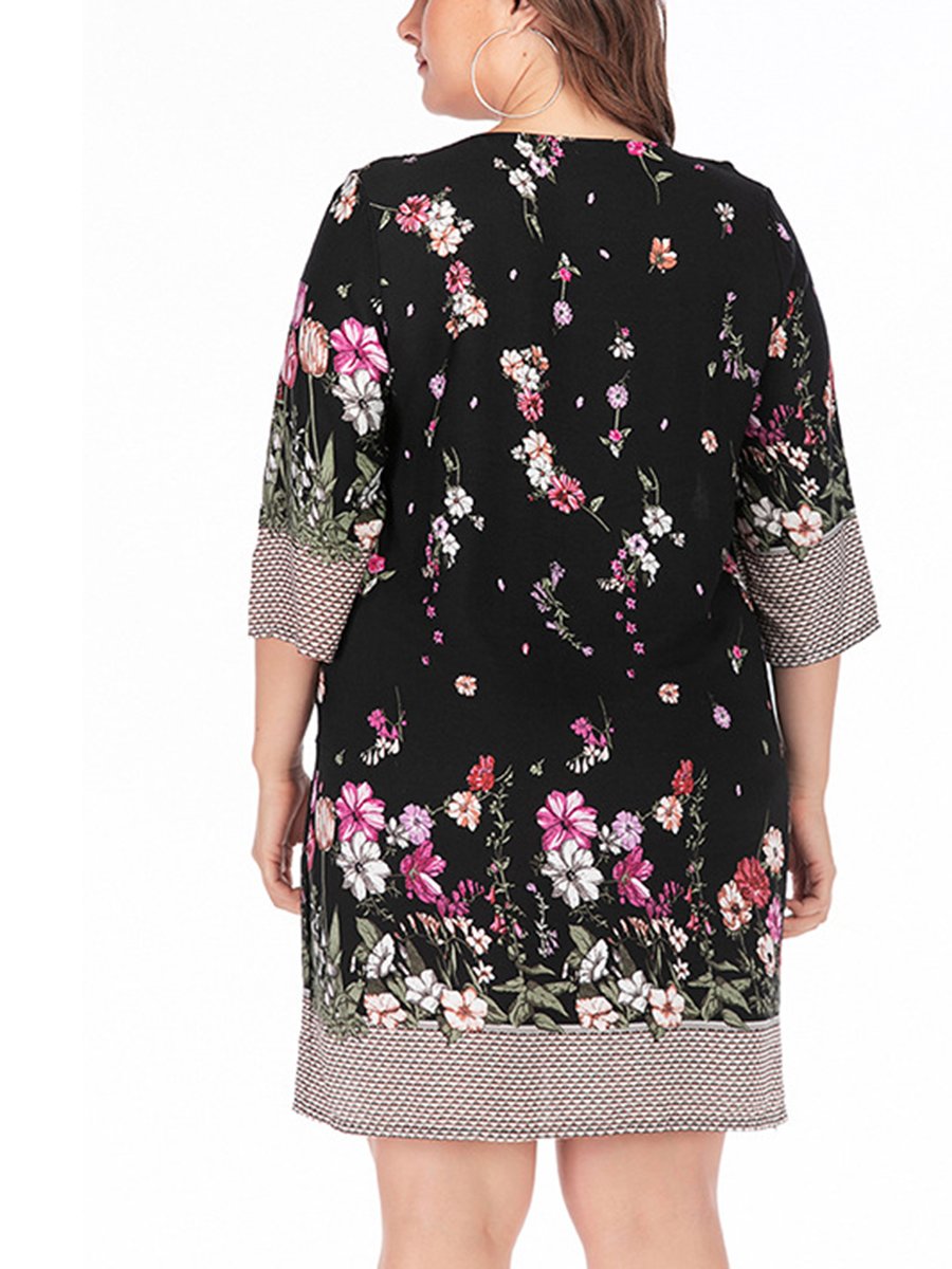 Printed dress lead large size women's clothing