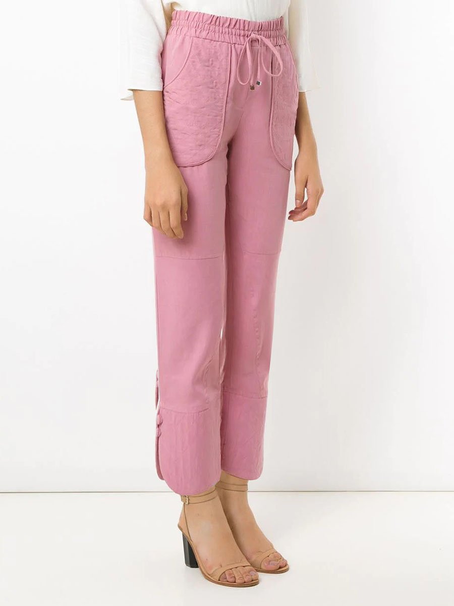 Drawstring cotton and linen pants