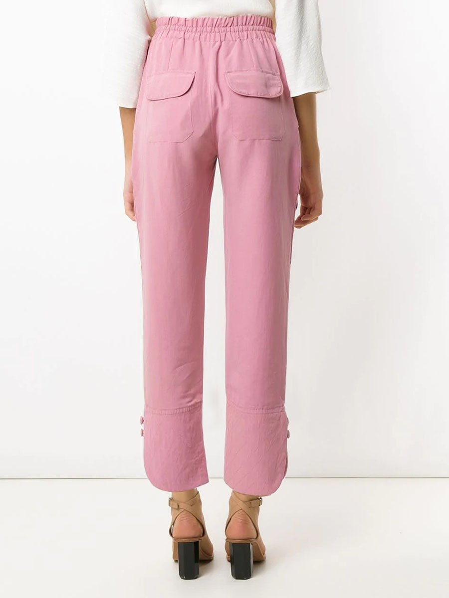 Drawstring cotton and linen pants