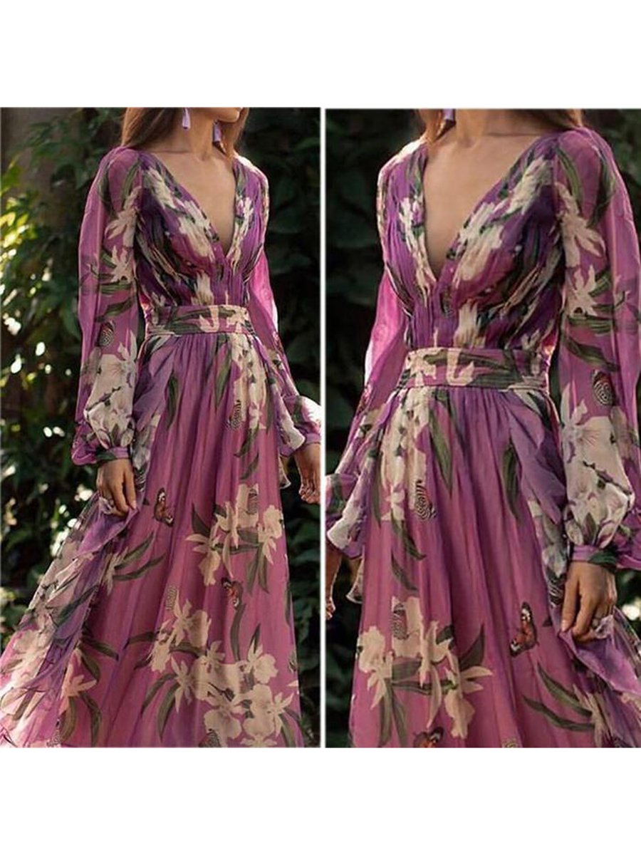 Elegant Bohemian Floral Maxi Dress