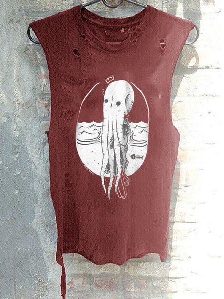 Ripped Sleeveless Plus Size Graphic Tees