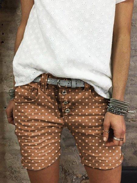 CASUAL POLKA DOTS WOMEN POCKETS SHORT PANTS