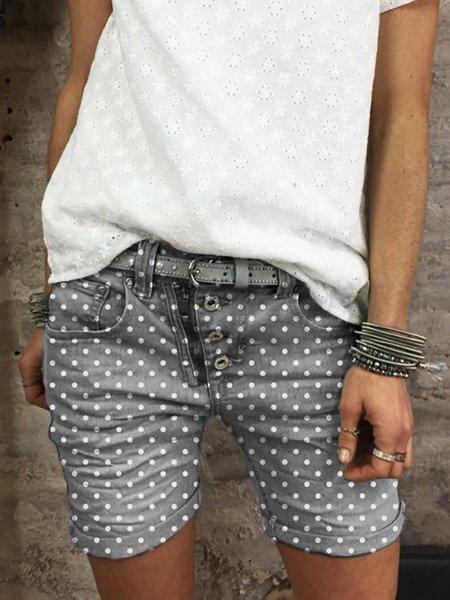 CASUAL POLKA DOTS WOMEN POCKETS SHORT PANTS