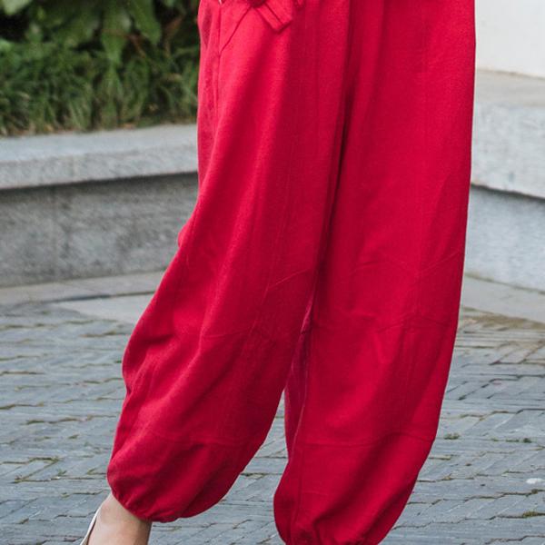 Autumn and winter new loose casual linen wide-leg pants Harlan