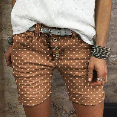 CASUAL POLKA DOTS WOMEN POCKETS SHORT PANTS
