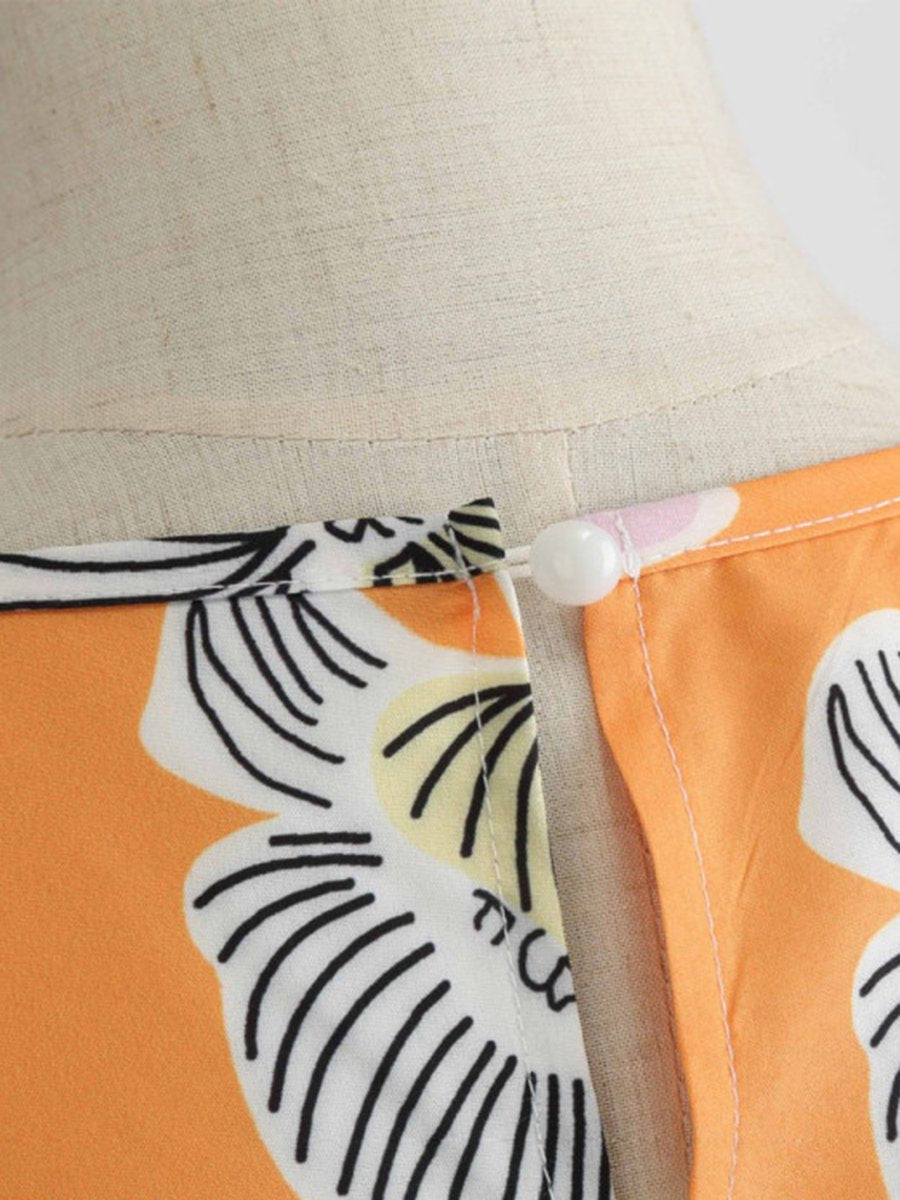 Round Neck Floral Printed Shift Dress