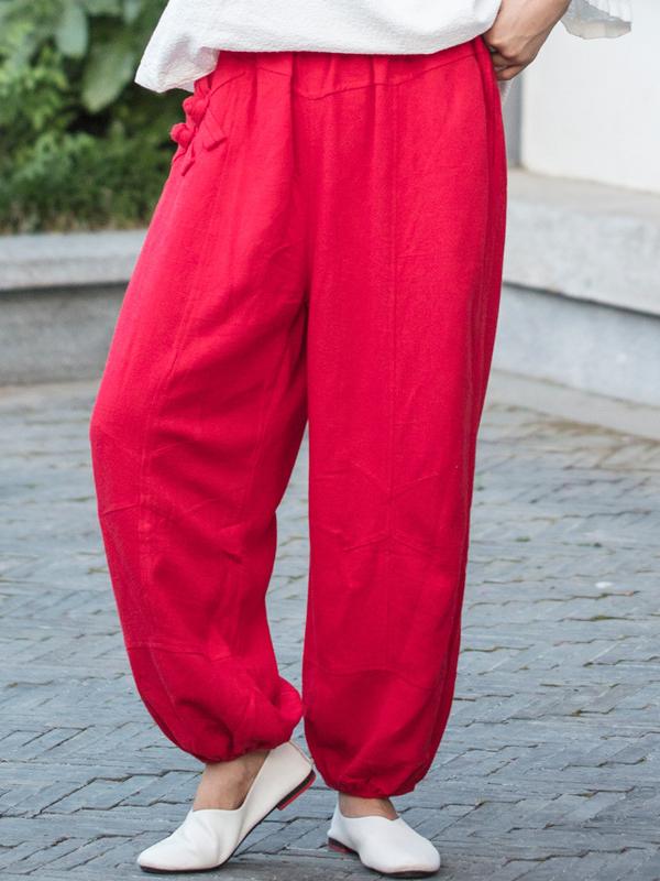 Autumn and winter new loose casual linen wide-leg pants Harlan