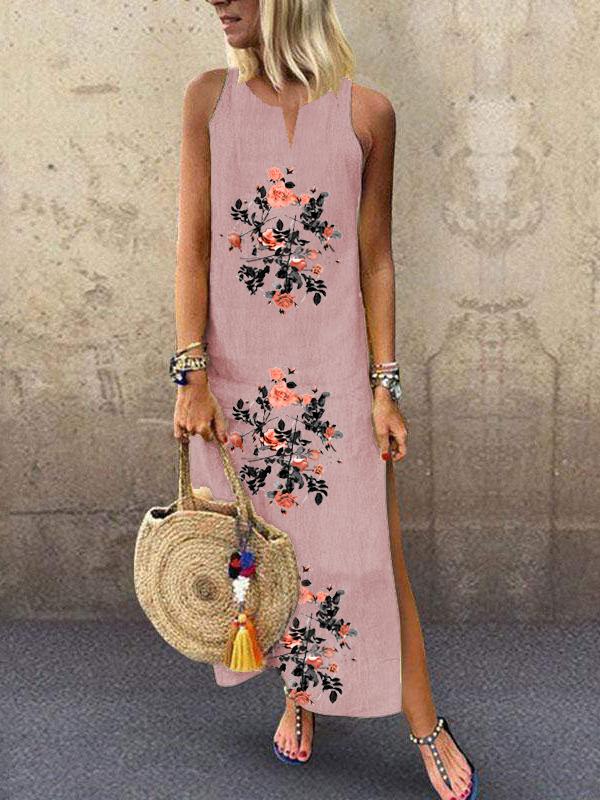 Fashion V-neck Sleeveless Printed Dress