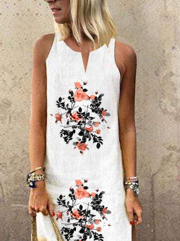 Fashion V-neck Sleeveless Printed Dress