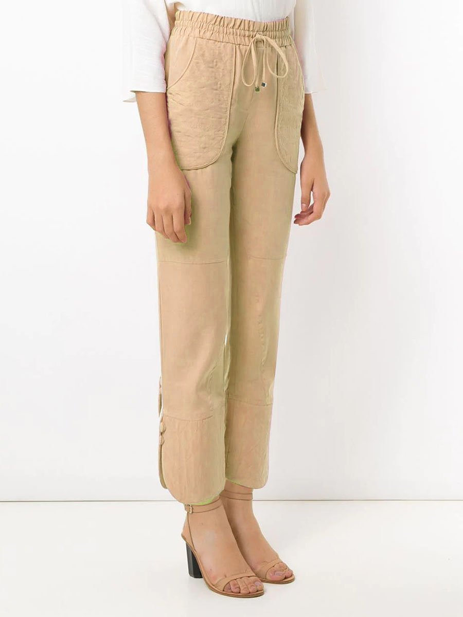 Drawstring cotton and linen pants