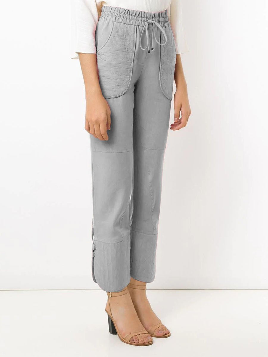 Drawstring cotton and linen pants