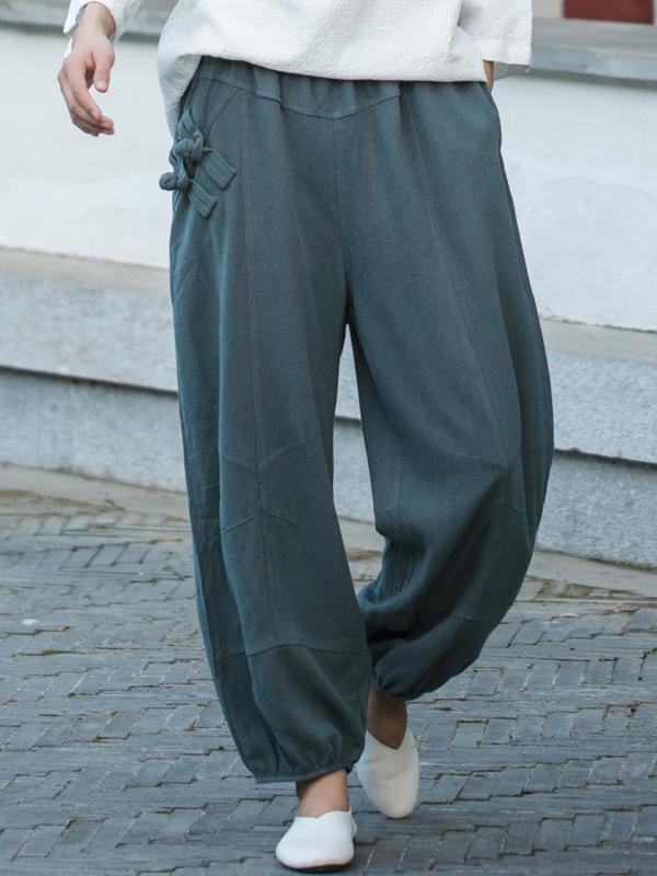 Autumn and winter new loose casual linen wide-leg pants Harlan