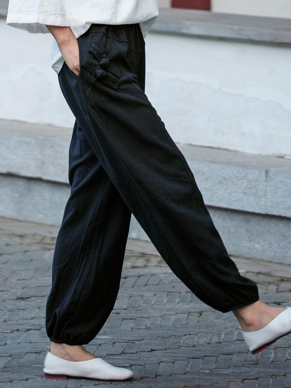 Autumn and winter new loose casual linen wide-leg pants Harlan