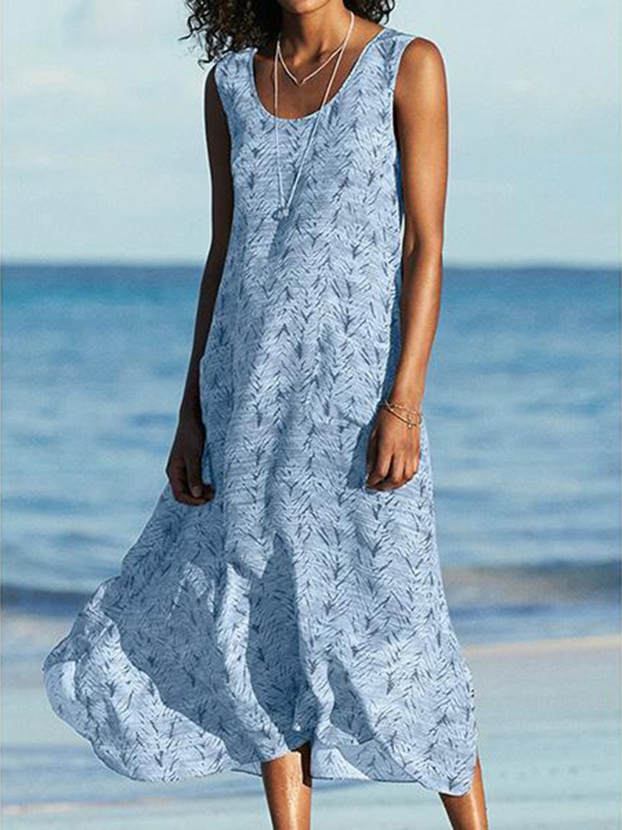 Summer Sleeveless Printing Beach Dresses