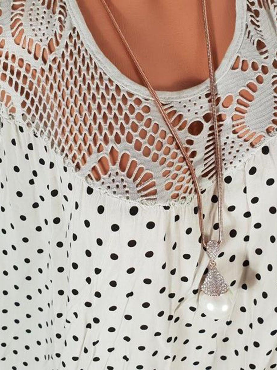 Women's Plus Size Polka Dot Sleeveless Summer Beach Dress S - 5XL