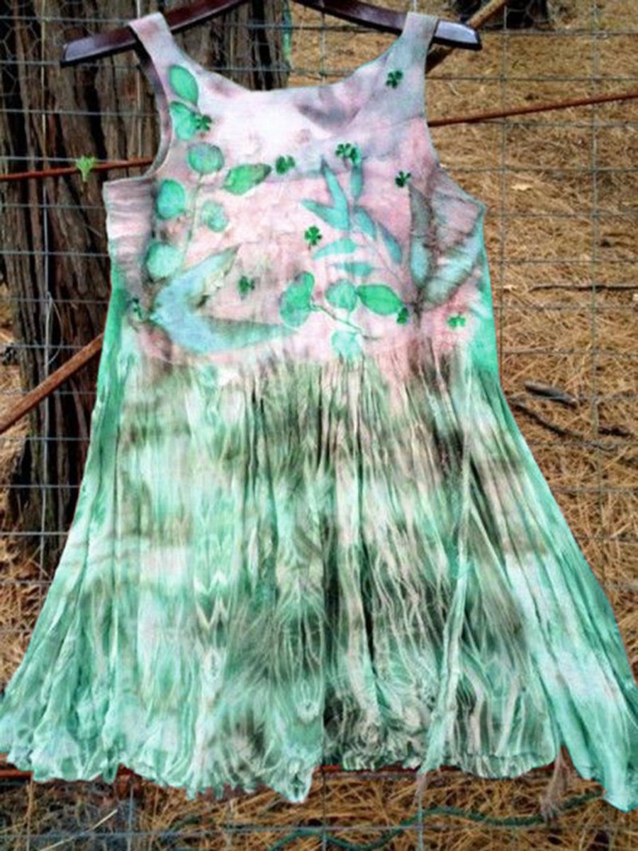 GREEN BOHO SLEEVELESS SHIRTS & TOPS