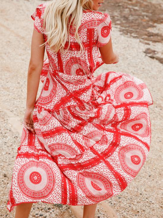 PLUS SIZE PRINT VACATION WOMEN SUMMER MAXI DRESSES