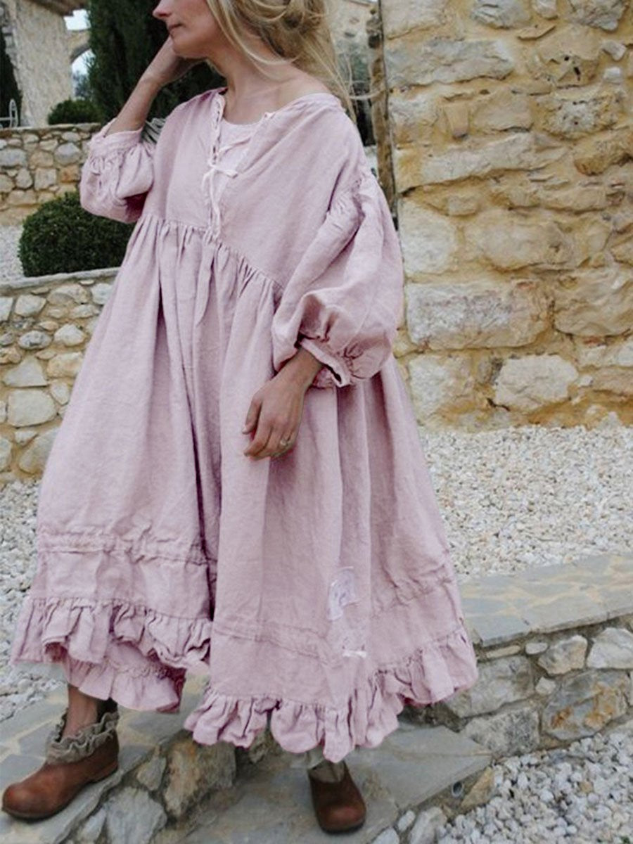 WOMEN'S CASUAL V NECK SOLID HALF SLEEVE DRESSES