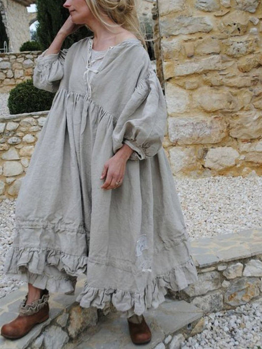 WOMEN'S CASUAL V NECK SOLID HALF SLEEVE DRESSES