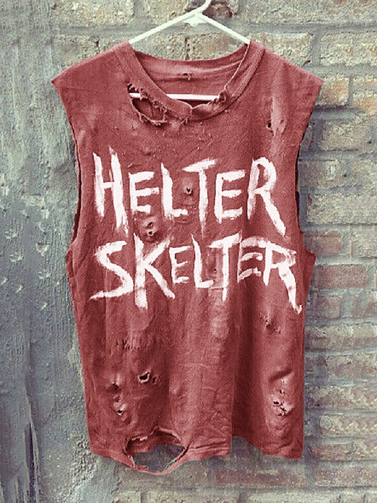 Letter Printed Ripped Plus Size Shirts