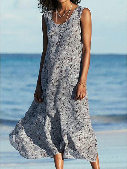 Summer Sleeveless Printing Beach Dresses