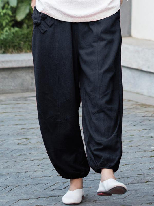 Autumn and winter new loose casual linen wide-leg pants Harlan