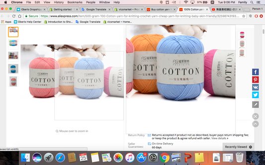 100% Cotton yarn for knitting yarn